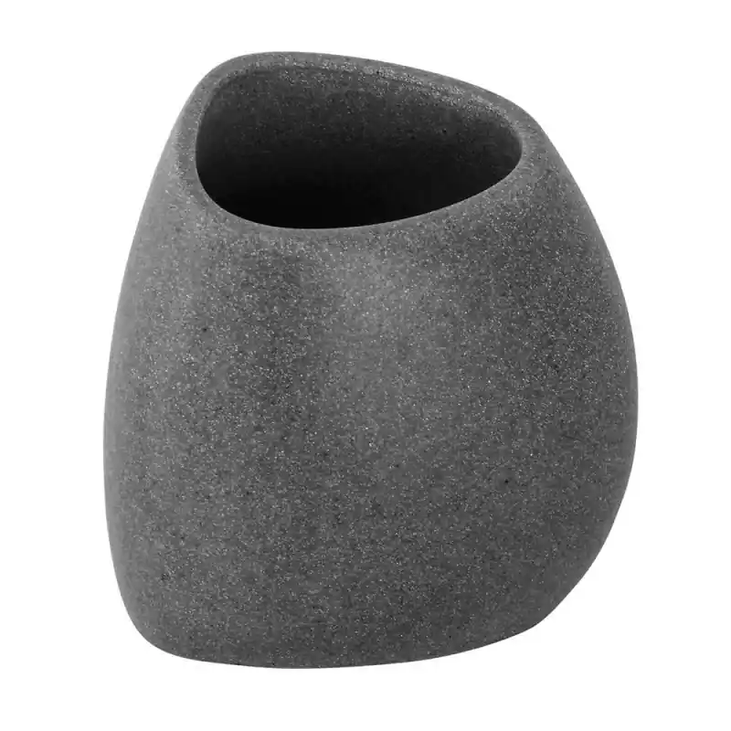 Portaspazzolino Da Appoggio In Poliresina Grigio Effetto Pietra Stone Nuovo Arrivo