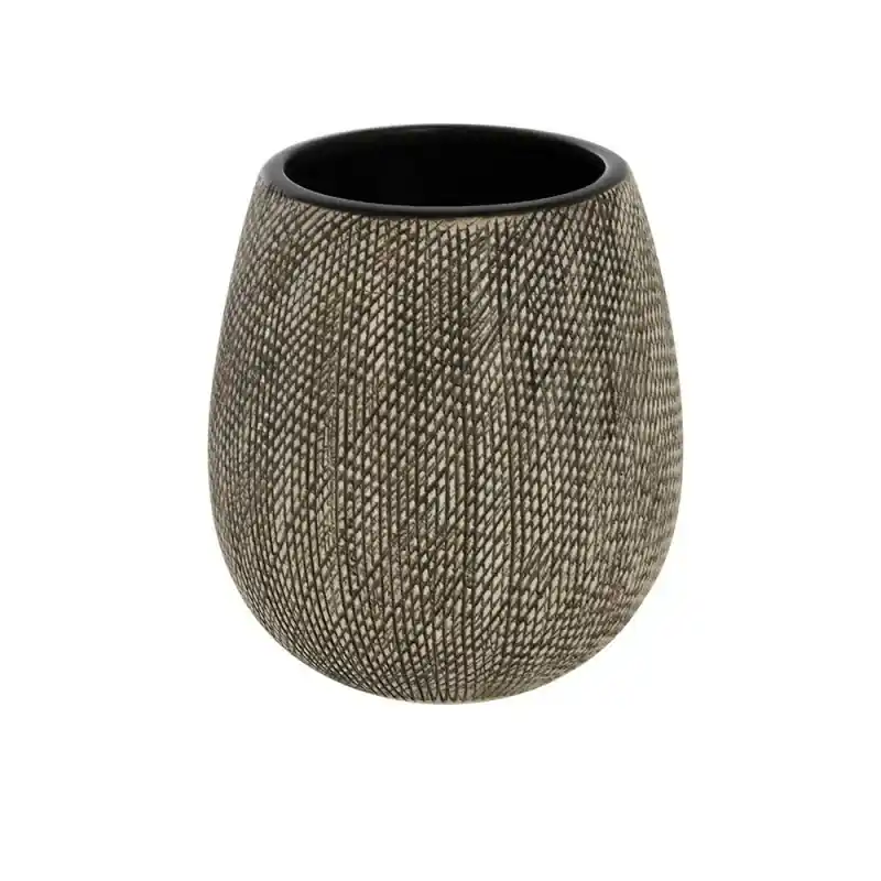 Prezzo Ridotto Portaspazzolino In Ceramica Marrone Da Appoggio Con Gusto Etnico Safari