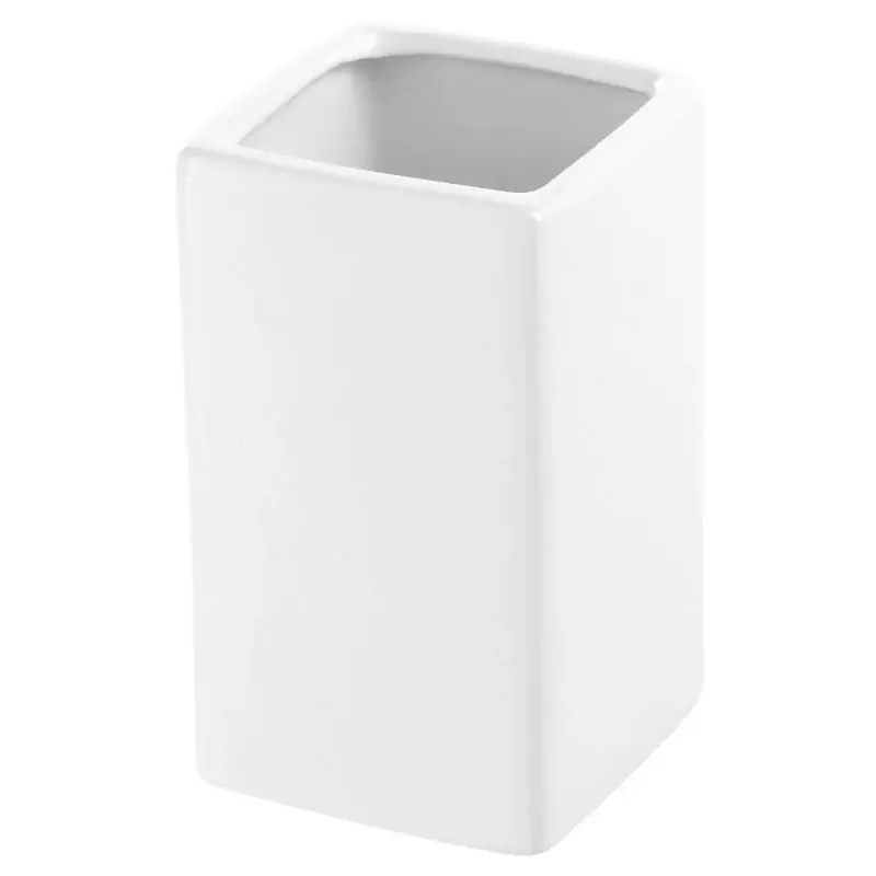 Portaspazzolino Rettangolare In Ceramica Bianco da Appoggio Dublino Must-Have