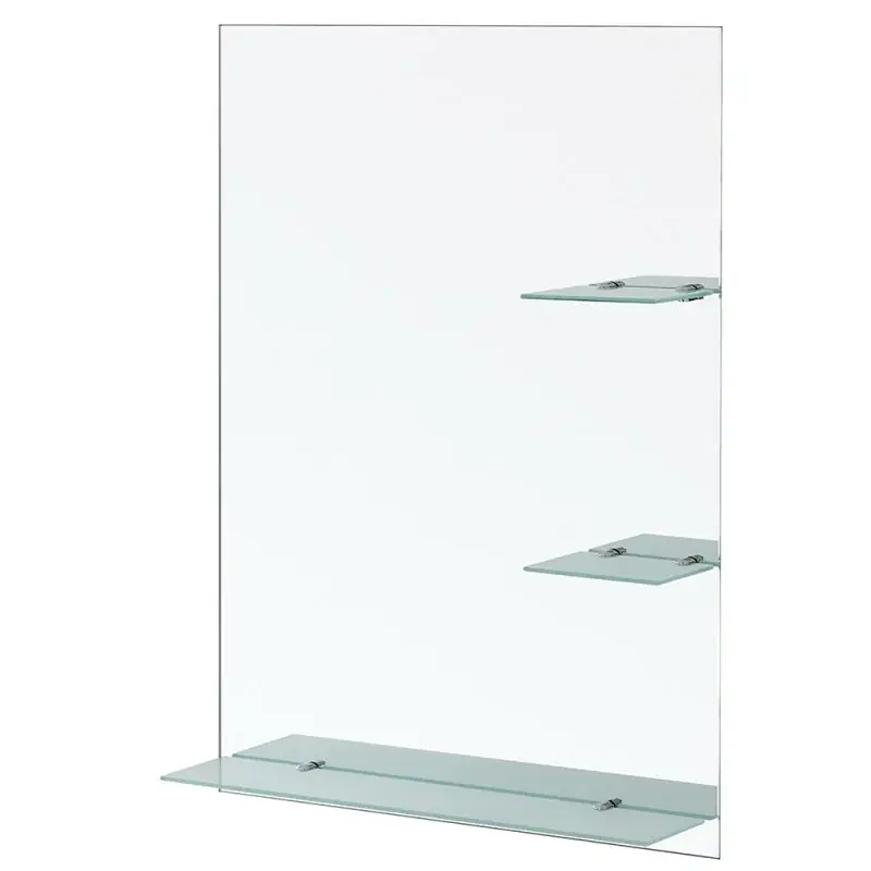 Affare Specchio bagno 60x80 cm a filo lucido con mensole in vetro satinato