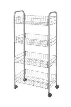 Pagamento Sicuro Carrello con ruote e 4 ripiani in acciaio con Polytherm argento Ascona