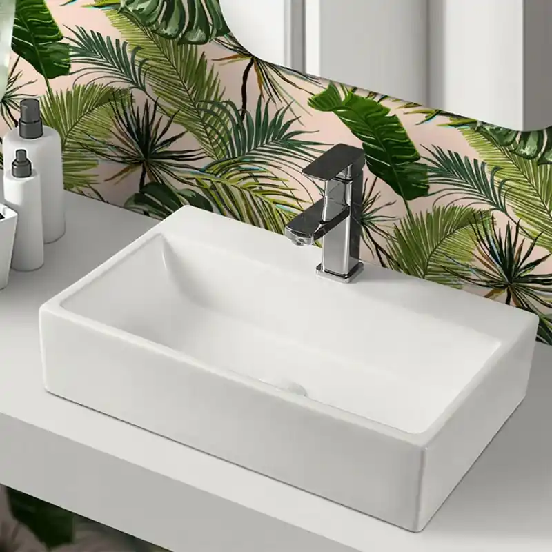 Lavandino da appoggio rettangolare 52x35 cm in ceramica lucida Direttamente Dal Produttore