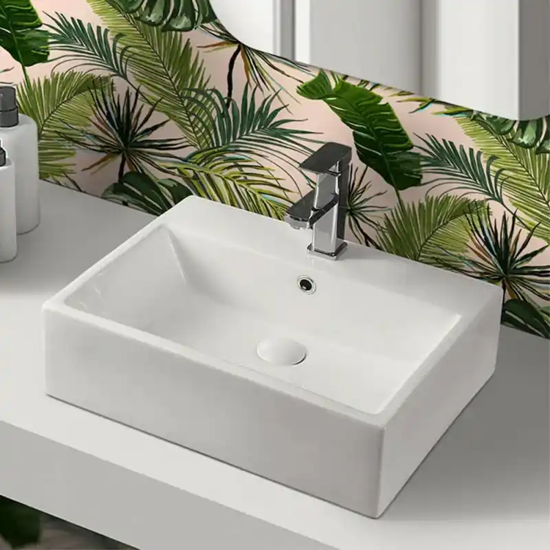 Nuovo Arrivo Lavabo da appoggio rettangolare 52x42 cm in ceramica bianco lucido