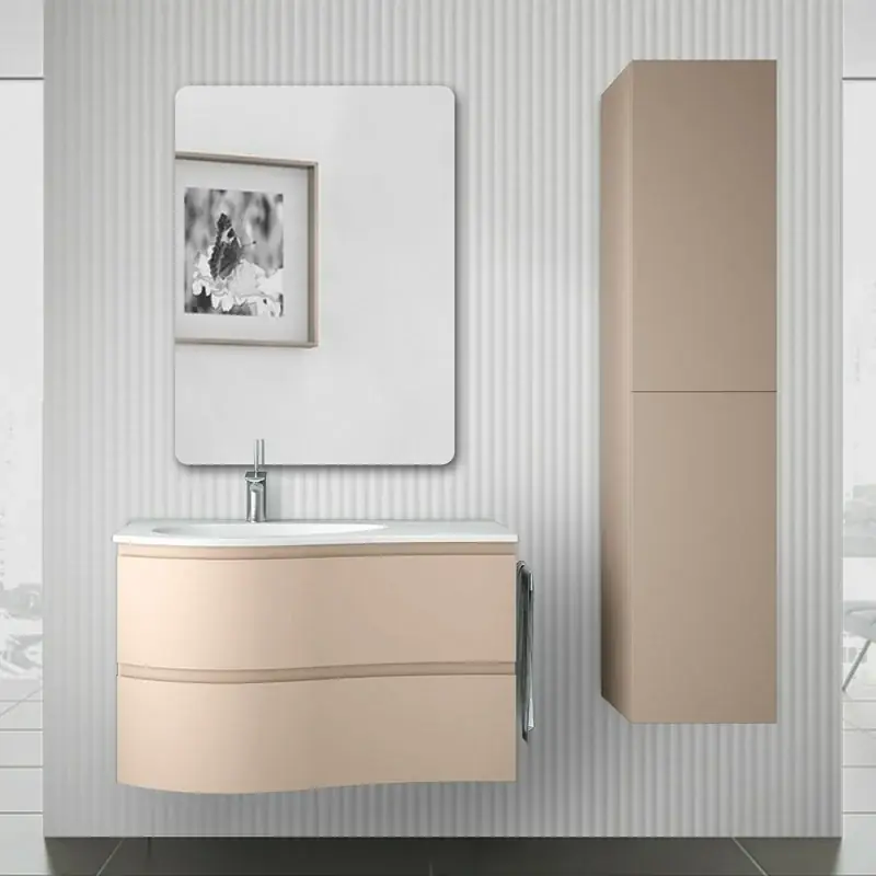Mobile bagno sospeso 90 cm Melody cappuccino con vasca a sinistra Compra Oggi Stesso