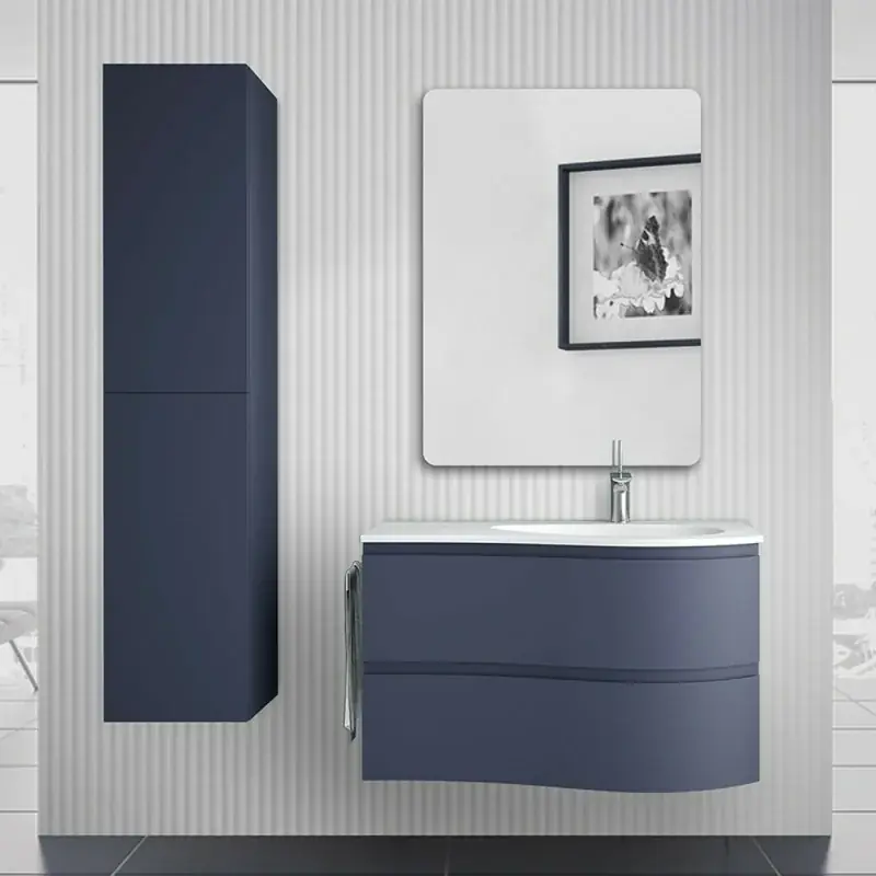 Mobile bagno sospeso 90 cm Melody blu navy con vasca a destra Ultimissimo Modello