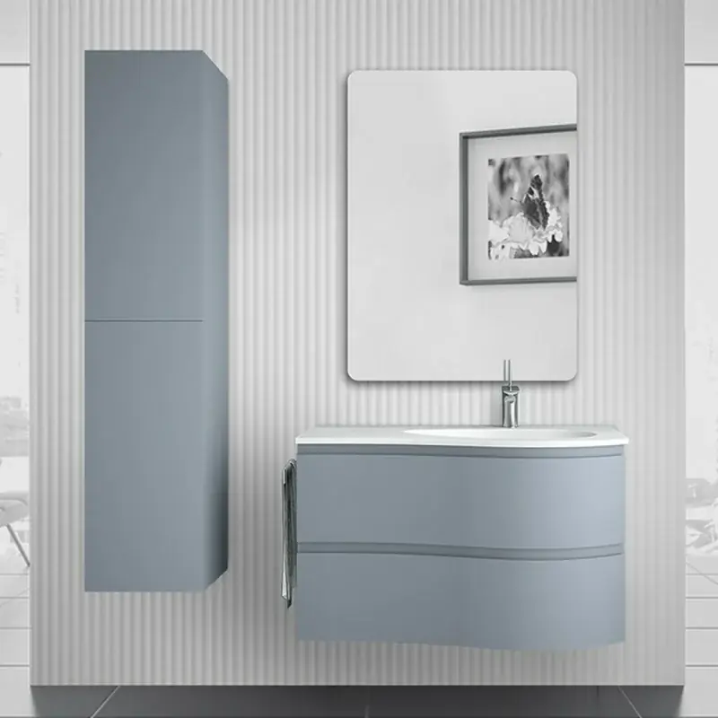 Mobile bagno sospeso 90 cm Melody azzurro polvere con vasca a destra Compra Oggi Stesso