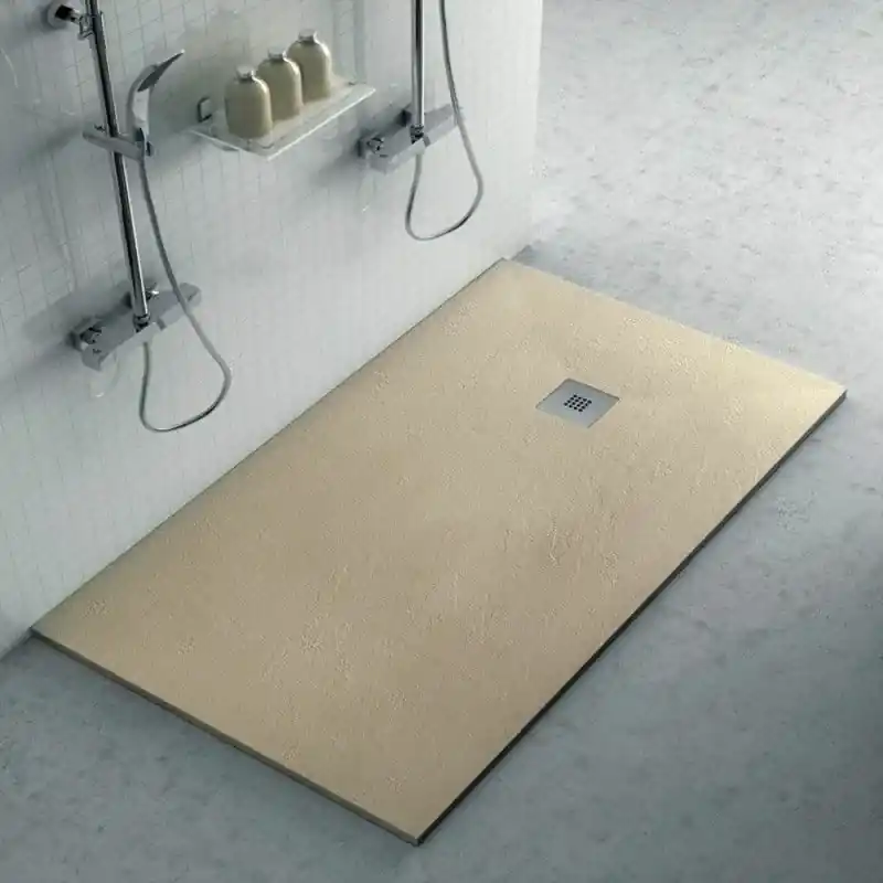 Prezzo Di Fabbrica Piatto doccia su misura 80x140 Karen in resina tortora effetto pietra