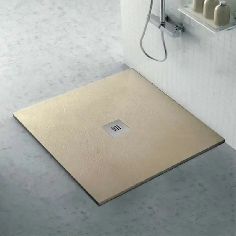 Piatto doccia filo pavimento Karen 90x90 in resina pietra tortora Prezzo Scontato