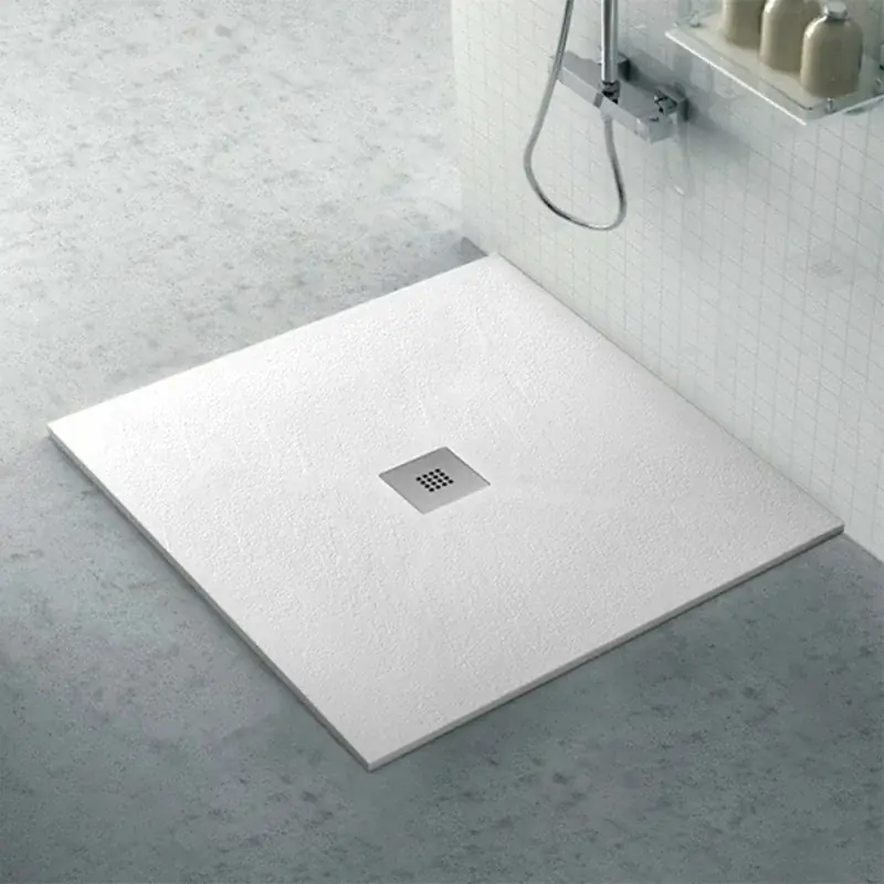 Piatto doccia su misura 80x80 Karen in resina bianco effetto pietra Esclusivo