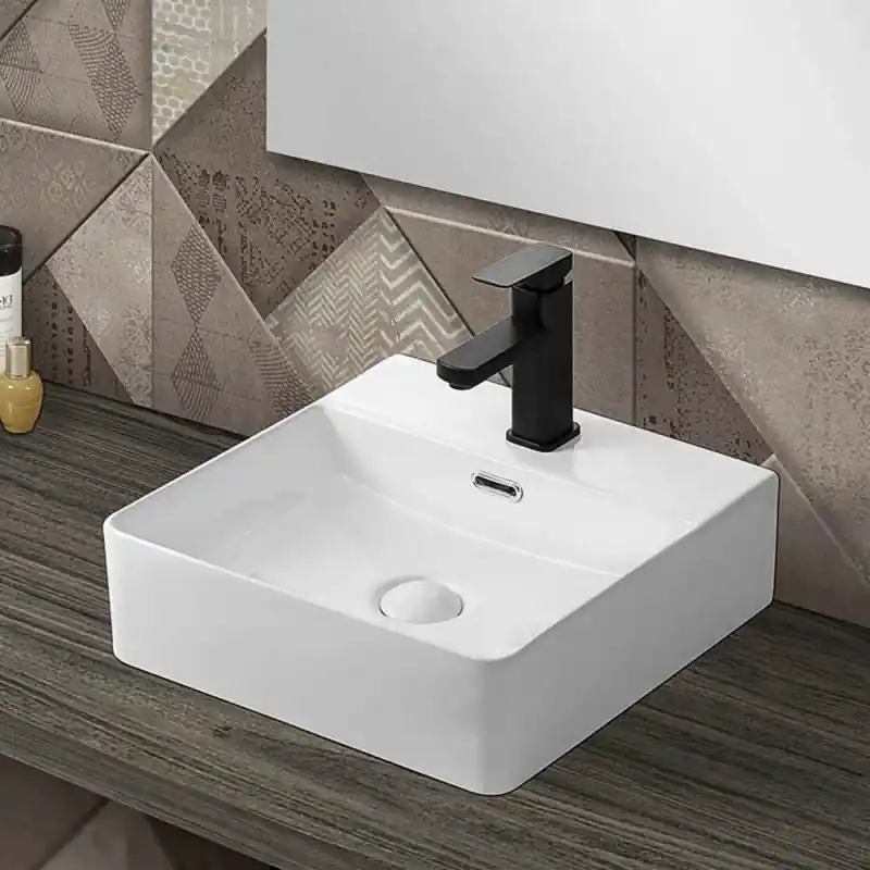 Promozione Esclusiva Lavabo da appoggio in ceramica rettangolare 41x42 cm bianco lucido