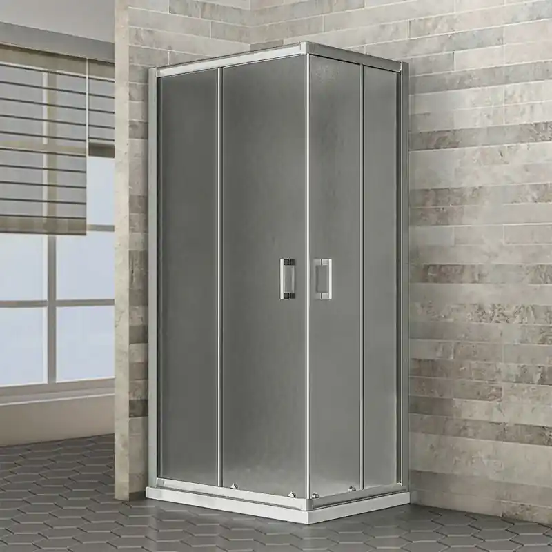 Occasione Box doccia 70x70 angolare doppio scorrevole con vetro temperato opaco e profili cromo Geo