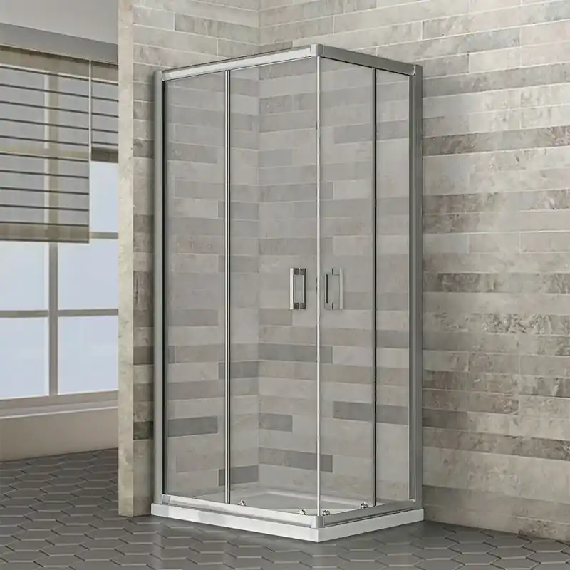Occasione Box doccia 80x100 angolare doppio scorrevole con vetro temperato trasparente e profili cromo Geo