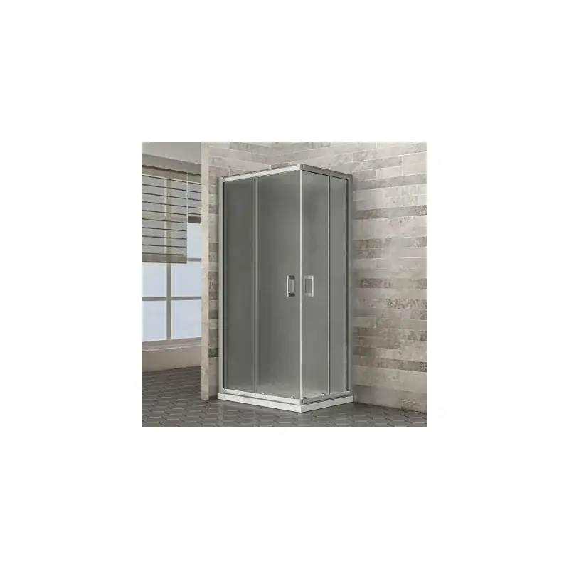 Must-Have Box doccia 80x100 angolare doppio scorrevole con vetro temperato opaco e profili cromo Geo