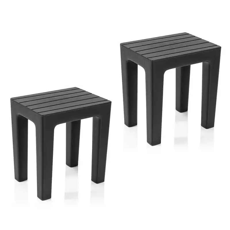 Promozione Esclusiva Set 2 pezzi Lello lo sgabello multiuso Nero ad alta resistenza con effetto legno