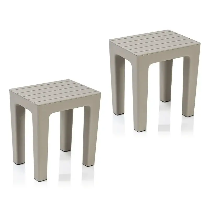 Sconto Set 2 pz Lello lo sgabello multiuso tortora ad alta resistenza effetto legno
