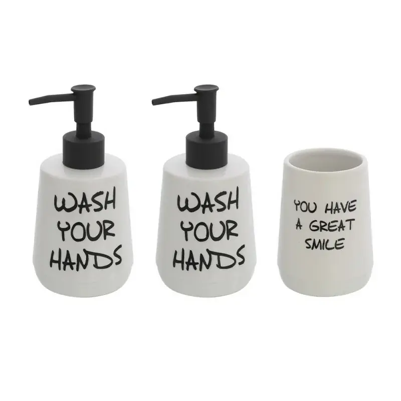 Di Tendenza Set accessori linea Wash con 2 dispenser e bicchiere portaspazzolini bianco