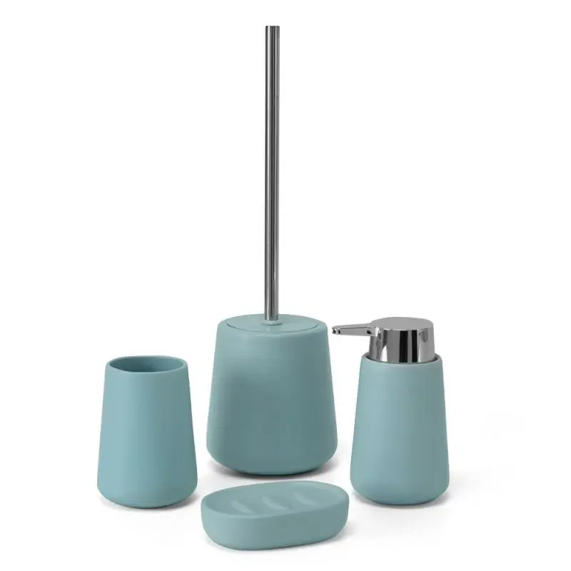 Set accessori bagno 4 pezzi in ceramica turchese pastello Sidney Offerta Speciale