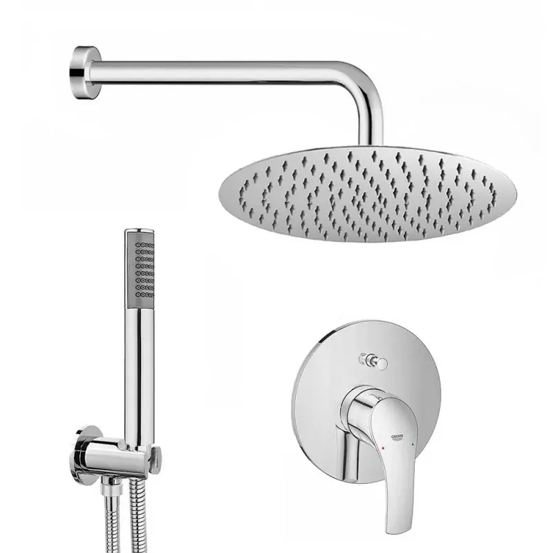 Set doccia tondo Eurosmart braccio 40 cm + soffione 25 cm + kit doccia + miscelatore Prezzo Ridotto