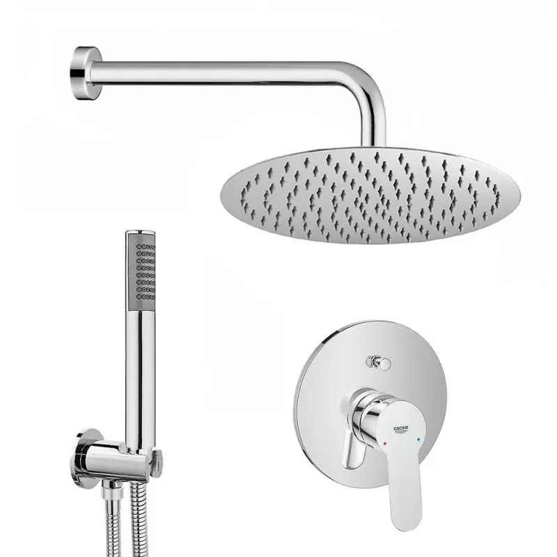 Professionale Set doccia tondo con braccio 40 soffione 25 kit doccia e miscelatore cromo Grohe Bauedge