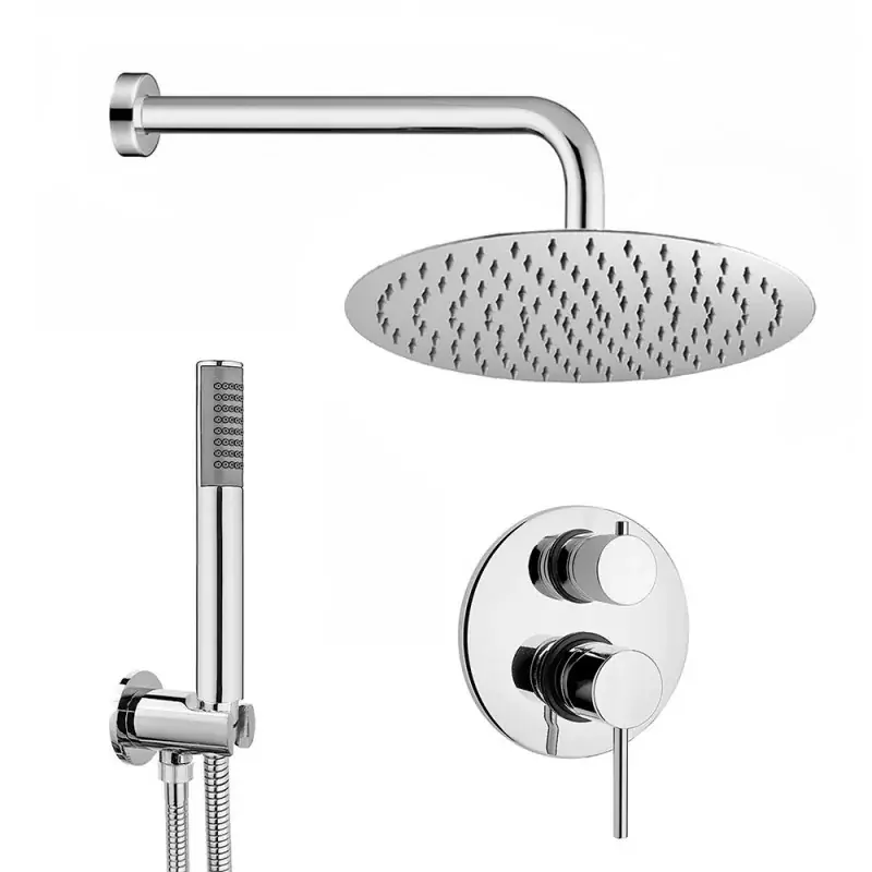Set doccia con braccio 40 cm + soffione 25 cm + miscelatore + kit doccia Essenza Direttamente Dal Produttore