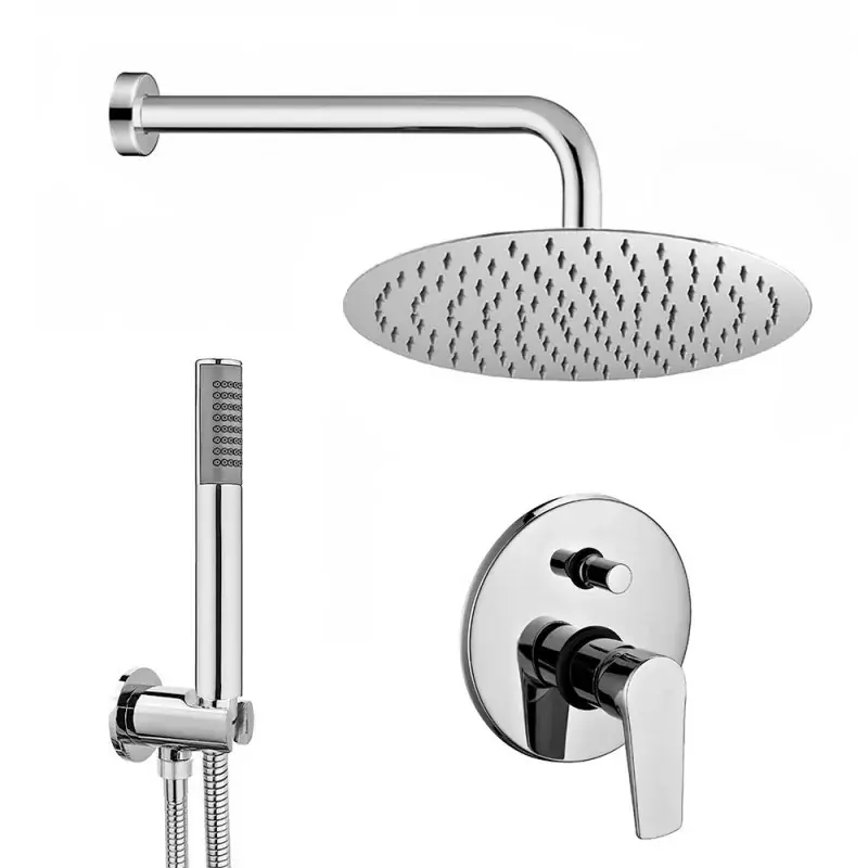 Più Venduto Set doccia tondo Prima braccio 40 cm + soffione 20 cm + Miscelatore e kit doccia