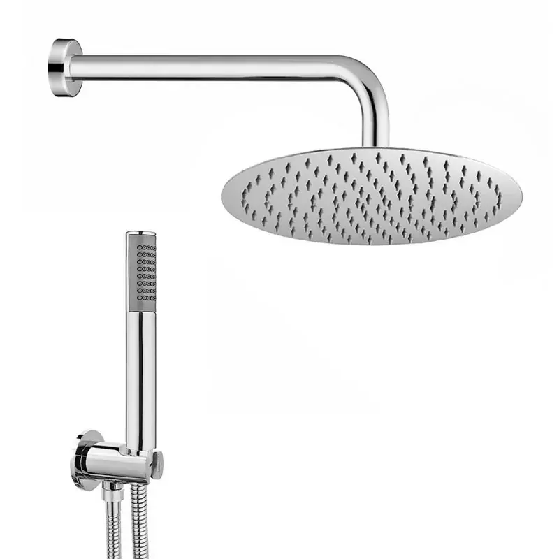 Kit doccia tondo cromo con set doccia + soffione acciaio 25 cm e braccio 40 cm Must-Have