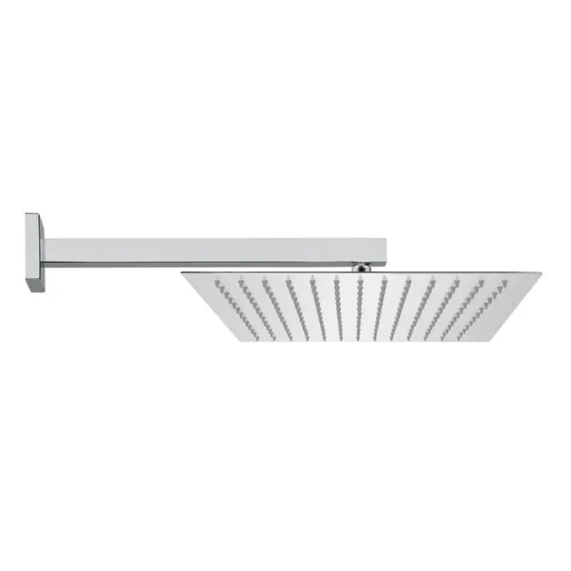 Reso Gratuito Set doccia quadrato cromo braccio 30 cm + soffione 20x20 cm acciaio