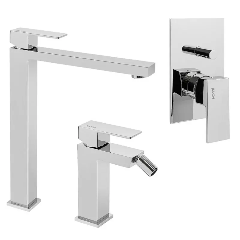 Ultima Occasione Set miscelatori lavabo alto bidet e doccia 2 vie cromati serie Italia