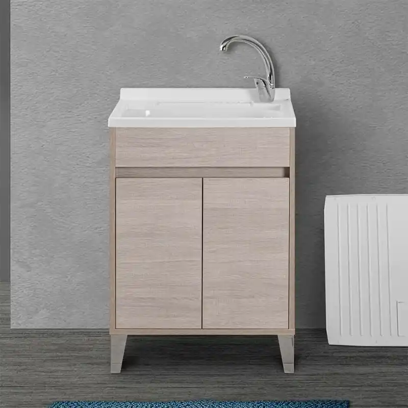 Vendita Finale Mobile lavatoio 60x50 rovere chiaro con vasca asse e kit scarico Way
