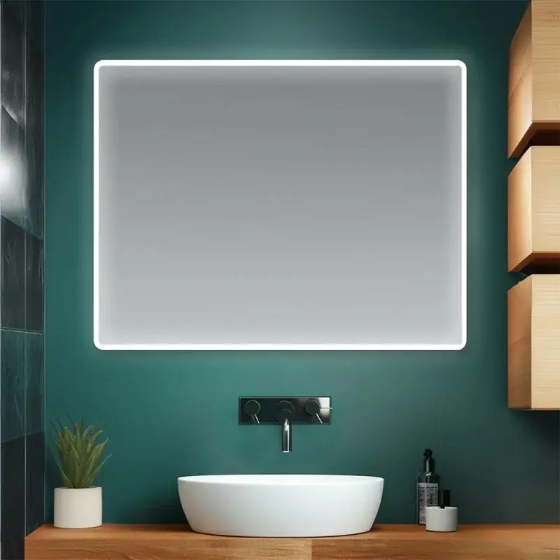 Scelto Dai Clienti Specchio bagno 80x60 cm reversibile con cornice slim LED naturale
