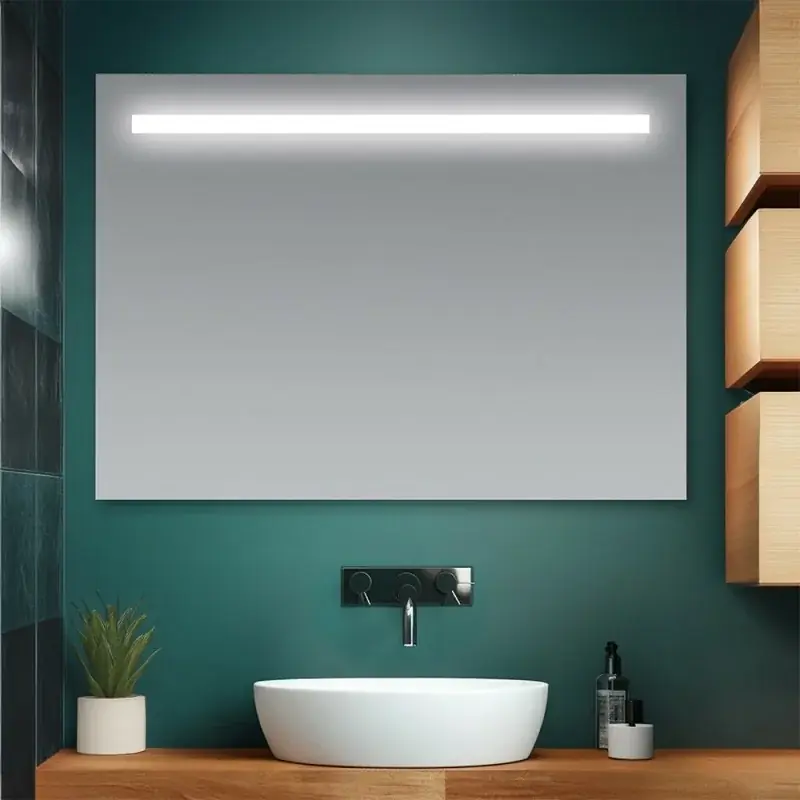 Specchio bagno 105x70 cm con fascia LED superiore bianco naturale Novità