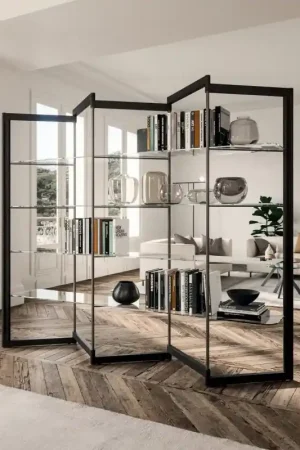 Sconto Ozzio Libreria modulare Panto art. X016 B in metallo e legno da L.137 cm e H.199 cm
