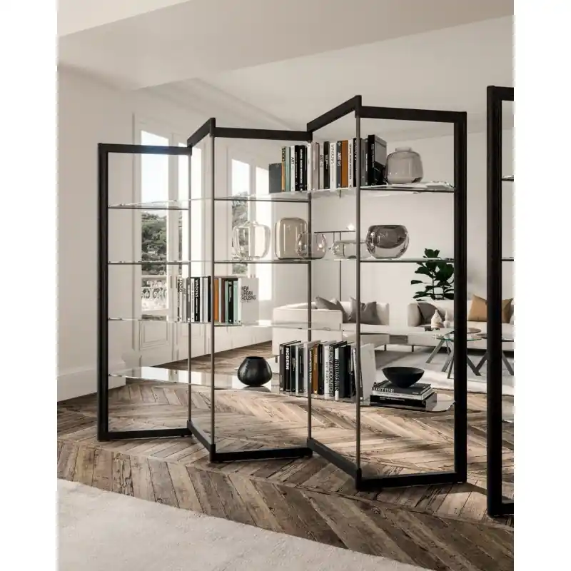 Sconto Ozzio Libreria modulare Panto art. X016 B in metallo e legno da L.137 cm e H.199 cm