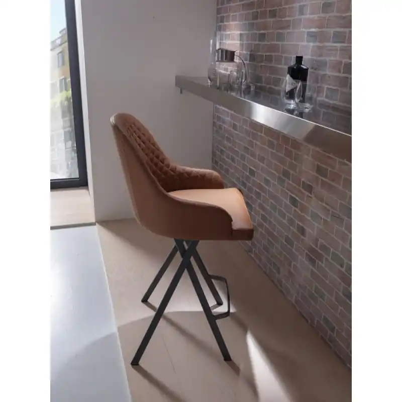 Ozzio Sgabello Febo art. S506 struttura in metallo e seduta in tessuto da H.103 cm - Con braccioli Esclusivo