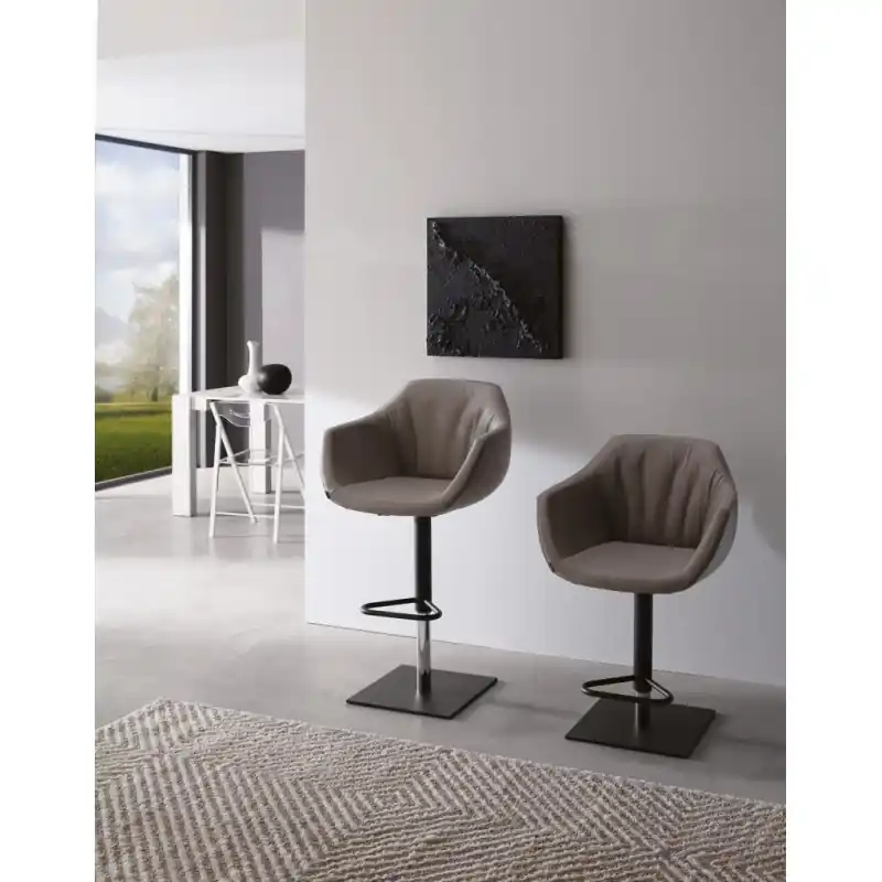 Spedizione Espresso Ozzio Sgabello Nemo art. S554 struttura in metallo e seduta in tessuto da H.92/118.5 cm - Con braccioli