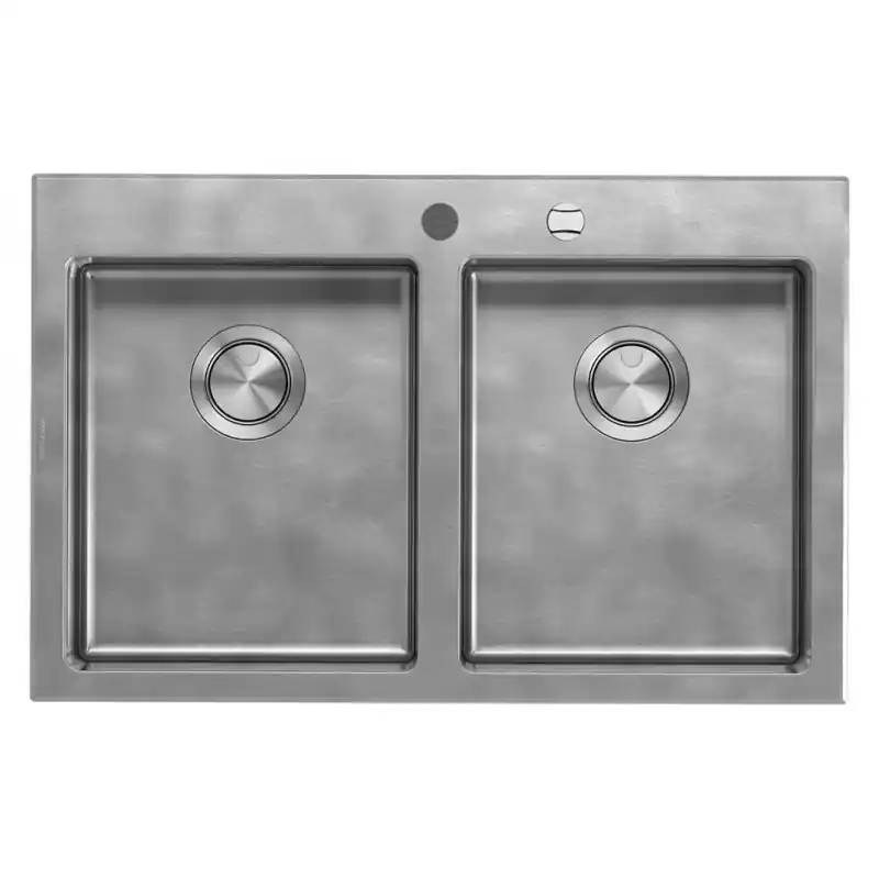 Barazza Lavello due vasche UNIQUE 1LUN82 finitura inox vintage da 79x51 cm Promozione Esclusiva