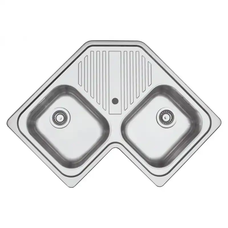 Spedito Oggi Barazza Lavello ad angolo due vasche con gocciolatoio B_FAST 1LFS82A finitura inox satinato da 83x83 cm