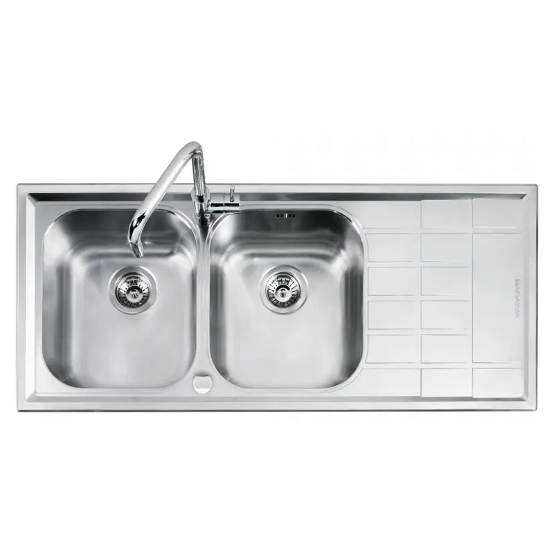 Direttamente Dal Produttore Barazza Lavello due vasche con gocciolatoio dx B_LEVEL 1LLV120/2D finitura inox satinato da 116x50 cm