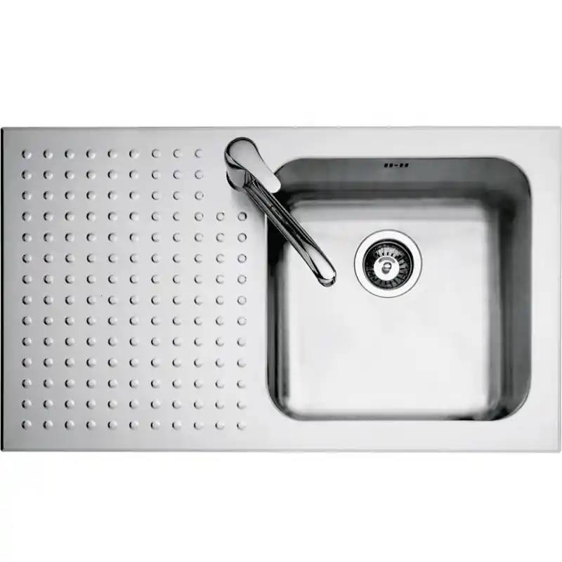 Di Tendenza Barazza Lavello una vasca con gocciolatoio sx 1IS9060/1S finitura inox satinato da 86x50 cm