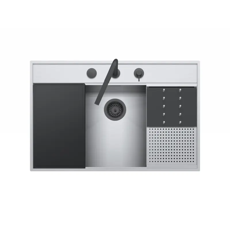 Miglior Prezzo Barazza Lavello una vasca FLEXI KIT 1LFX91NK finitura inox satinato da 86x56 cm Con kit accessori e miscelatore