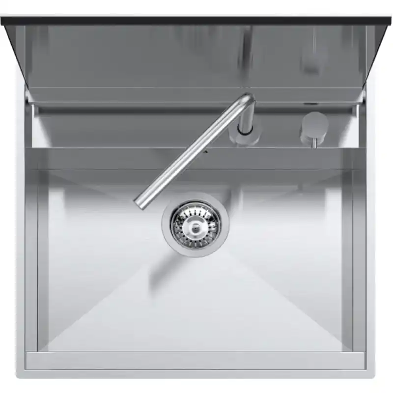 Prezzo Conveniente Barazza Lavello una vasca LAB COVER 1LLB606 finitura inox AISI 316 satinato da 57x51 cm Con coperchio e miscelatore