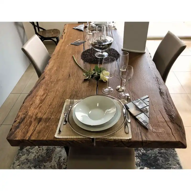 Spedizione Espresso TavoloBello Tavolo fisso Wood con struttura a scelta e piano in quercia secolare da 180x90/100 cm - VOUCHER EXTRA 19% NEL CARRELLO