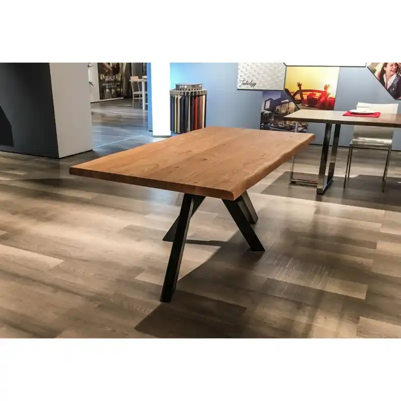 TavoloBello Tavolo fisso Xian con struttura in metallo e piano in legno da 160x90 cm - Con 2 allunghe optional - VOUCHER EXTRA 19% NEL CARRELLO Ordina Subito