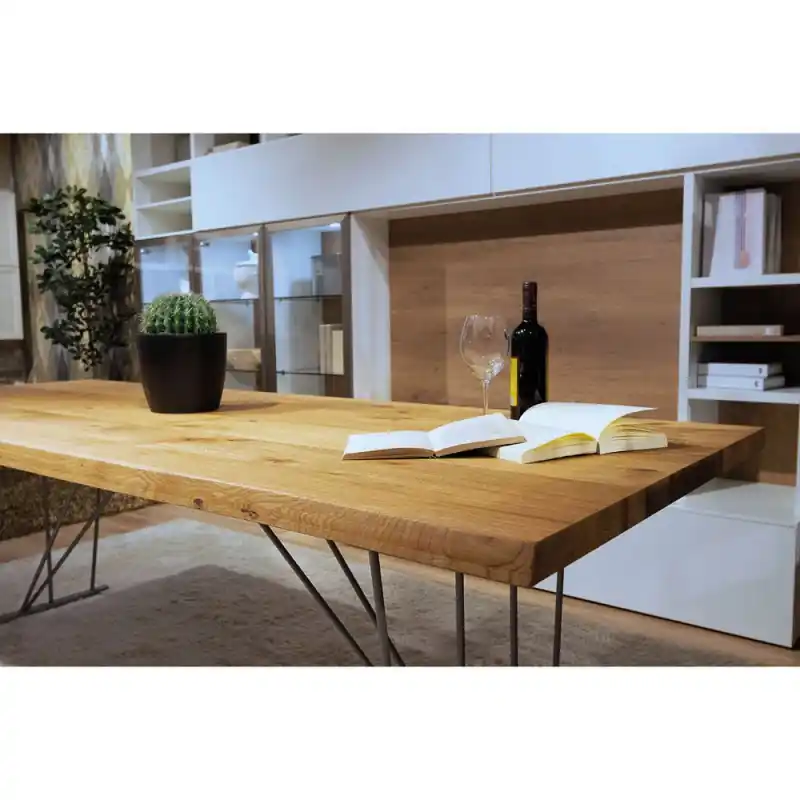 Prezzo Conveniente TavoloBello Tavolo fisso New Port con struttura in metallo e piano in legno da 180x90 cm - Con 2 allunghe optional - VOUCHER EXTRA 19% NEL CARRELLO