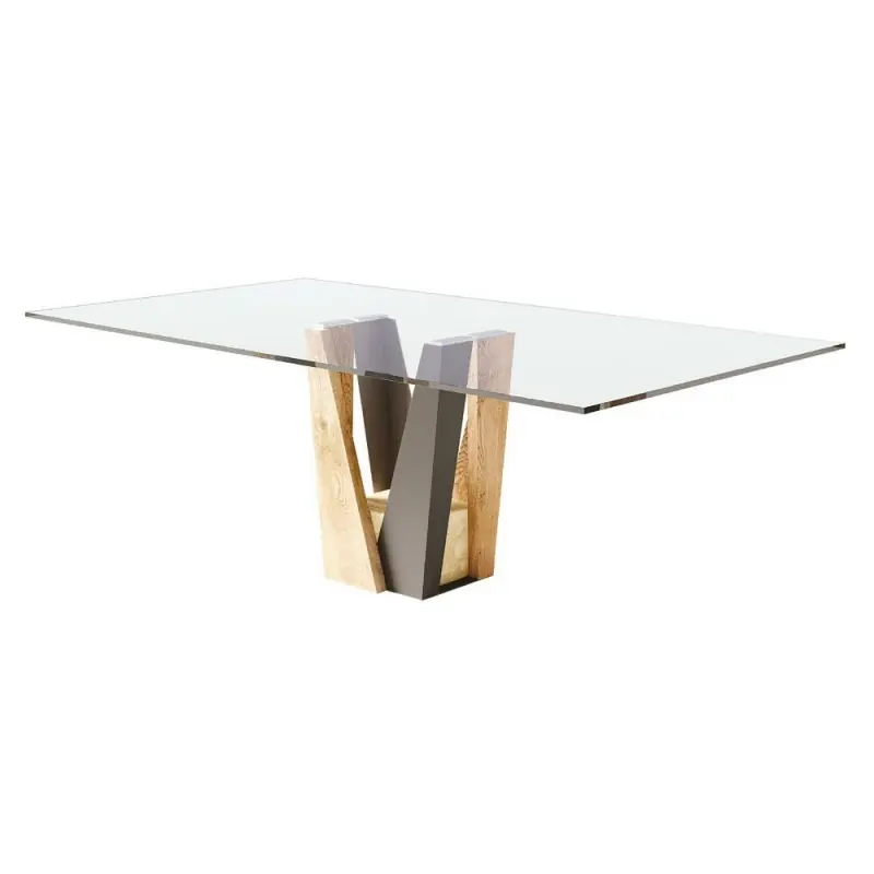 TavoloBello Tavolo fisso Kairos con struttura mista e piano in cristallo da 180x90 cm - VOUCHER EXTRA 19% NEL CARRELLO Non Perdere