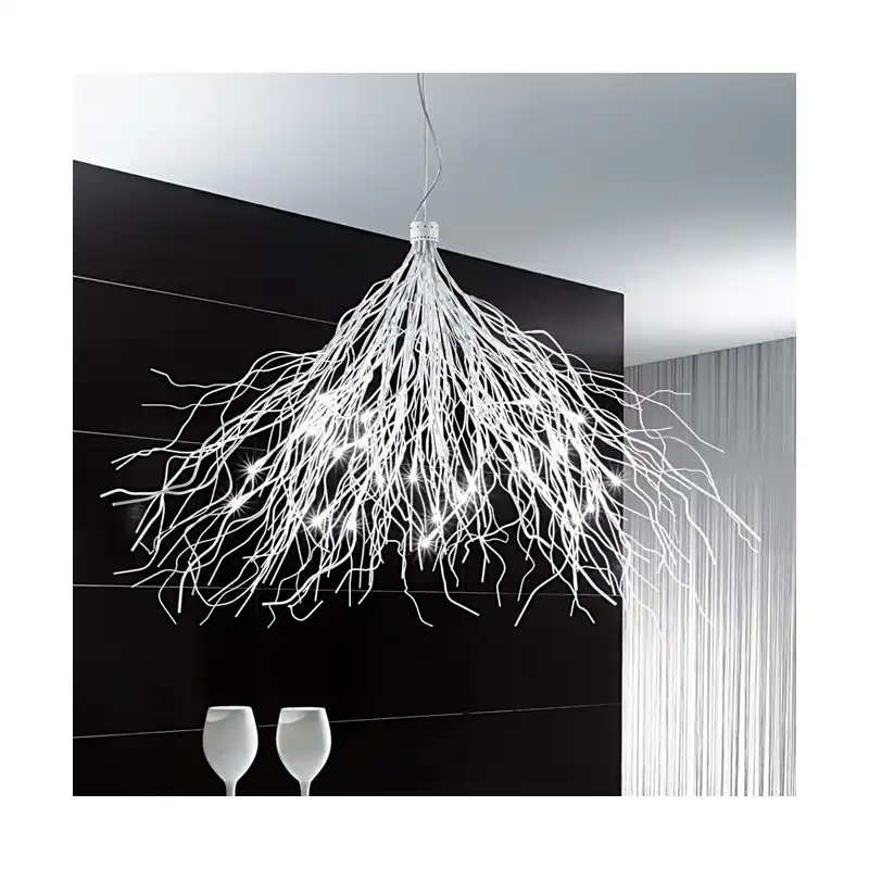 Spedizione Espresso Minitallux Lampada a sospensione modellabile Saggina 24 S finitura cromo by Icone Luce - Lampadine non incluse