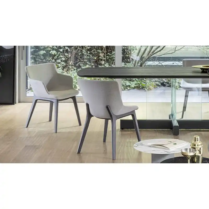 Bonaldo Sedia Miss Artika Wood con gambe in legno e seduta a scelta - Con braccioli Popolare