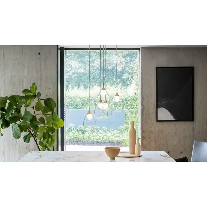 Offerta Speciale Bonaldo Lampada a sospensione 5 luci Gocce in vetro trasparente - sabbiato