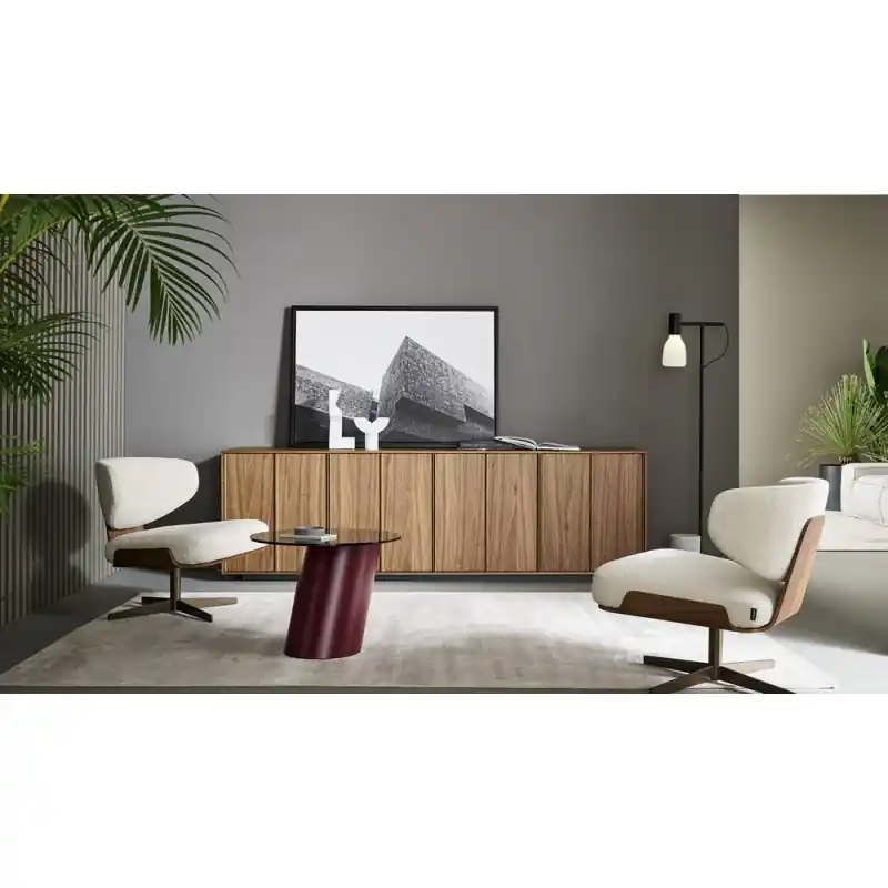 Novità Bonaldo Madia in appoggio Backdrop con base a zoccolo da L.240 cm e H.75 cm - 4 ante