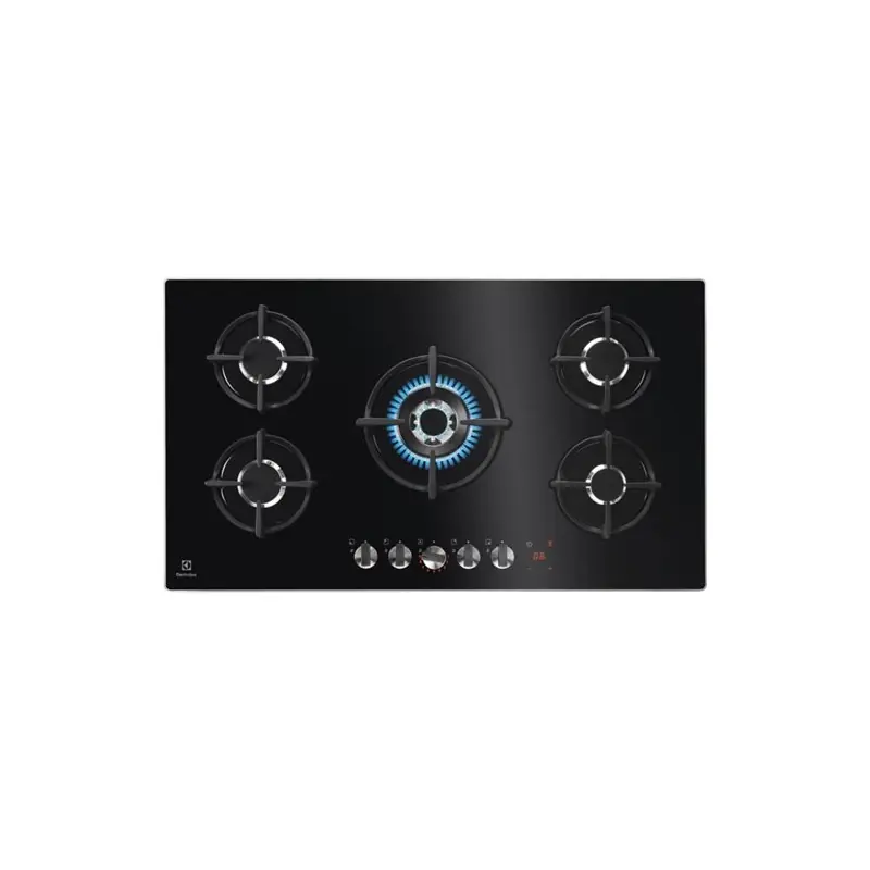 PRONTA CONSEGNA - Electrolux Piano cottura a gas FlameLight KGG953753K finitura cristallo temperato nero da 88 cm Prezzo Conveniente